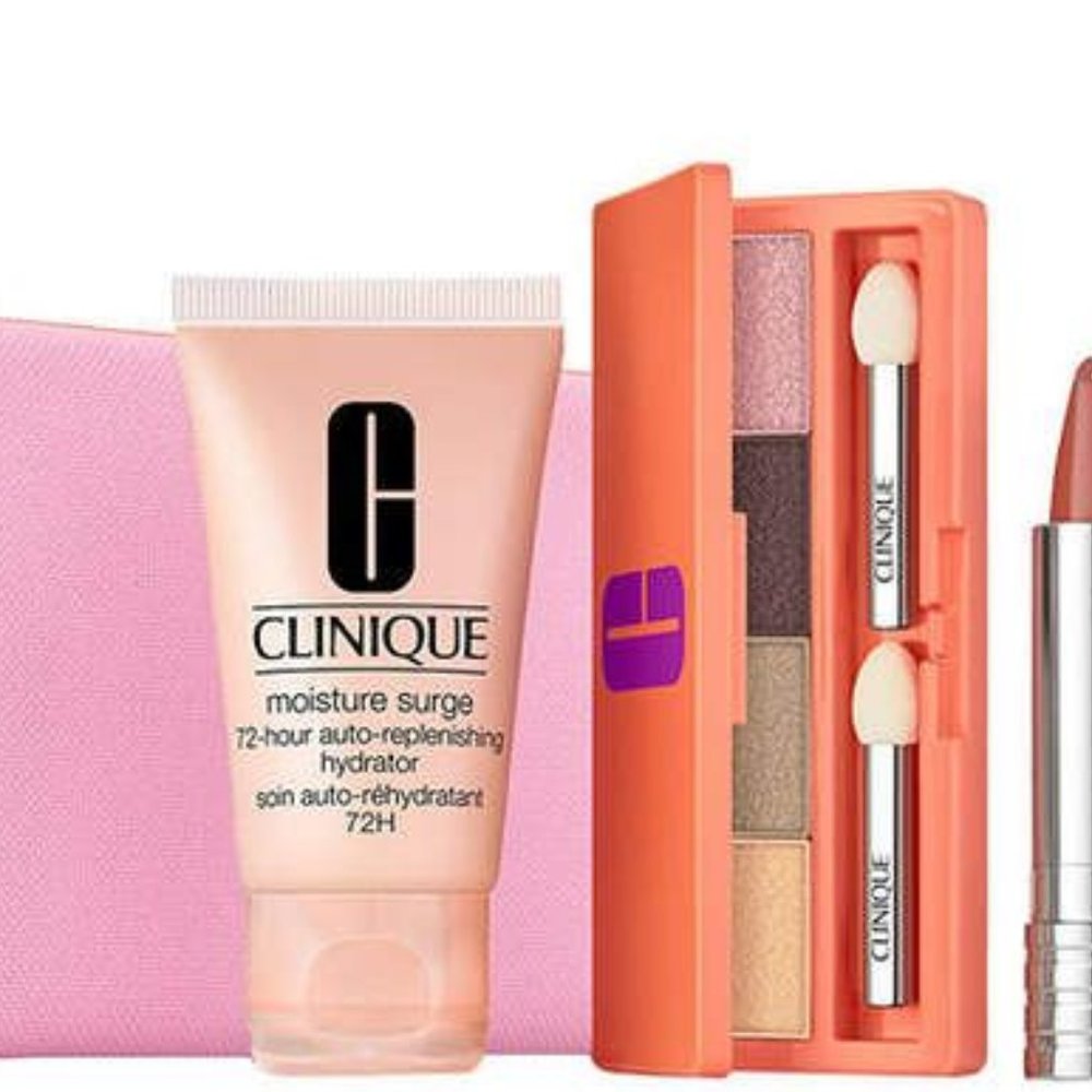 ✅ Clinique 6 Piece Spring Into Color Eye & Lip Makeup  ✨ New in Pink Case